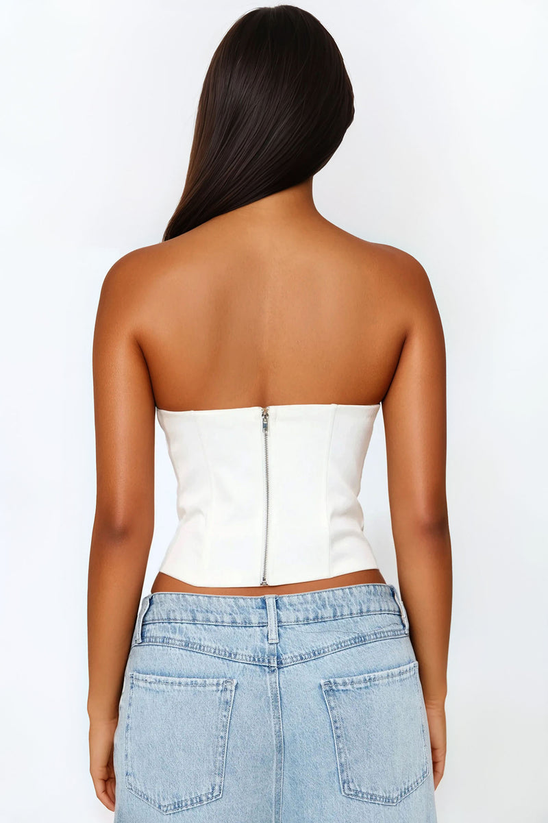 Formal Icon Corset Top - White/Black