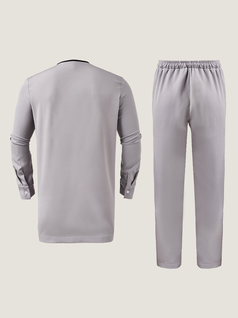 Plus Size Long Sleeve Embroidery Men's Set