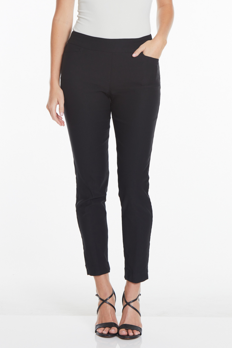Plus Size Solid Fine Line Twill Ankle Pant - Black