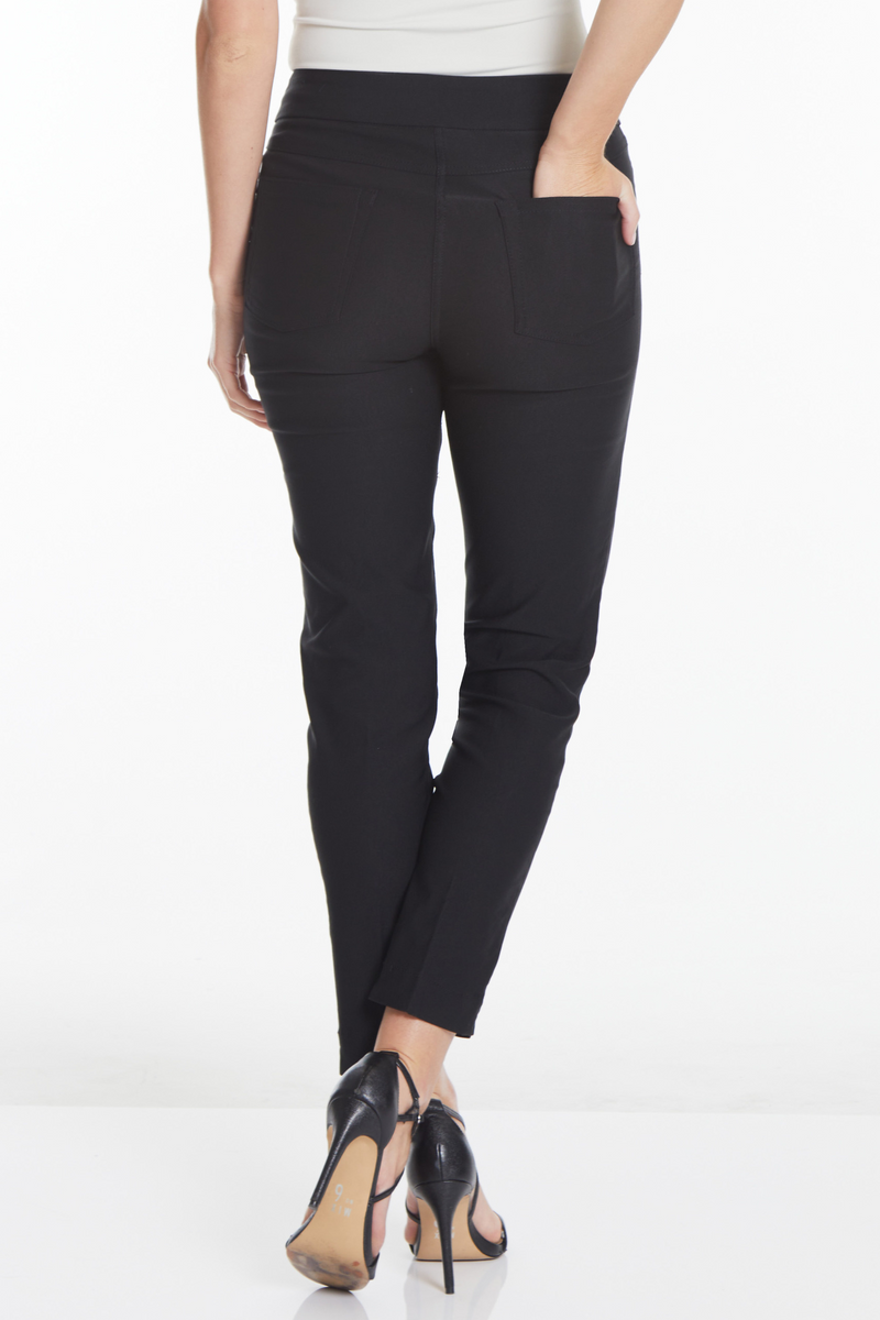 Plus Size Solid Fine Line Twill Ankle Pant - Black