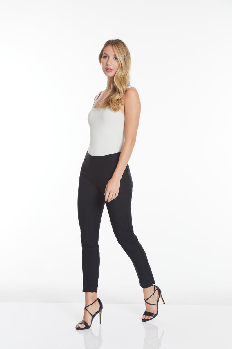 Plus Size Solid Fine Line Twill Ankle Pant - Black