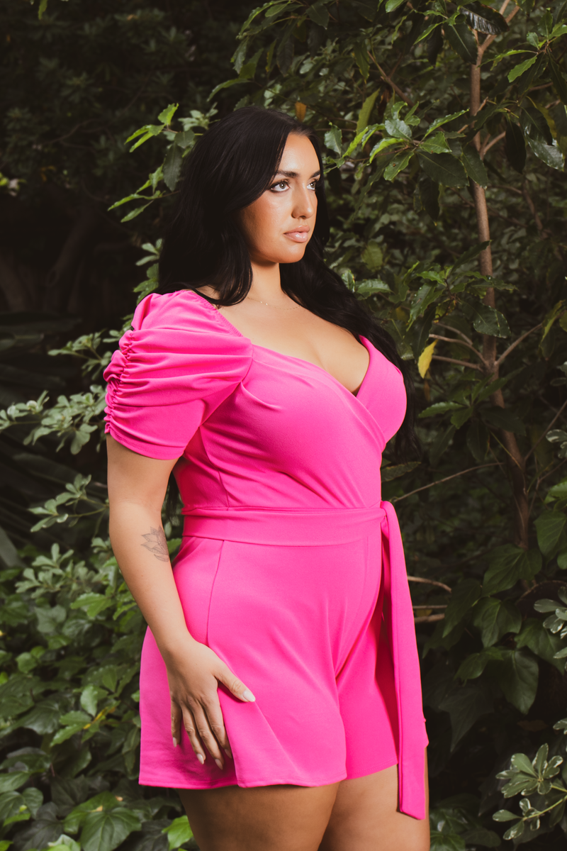 Plus Size  Allure  Romper - Fuchsia