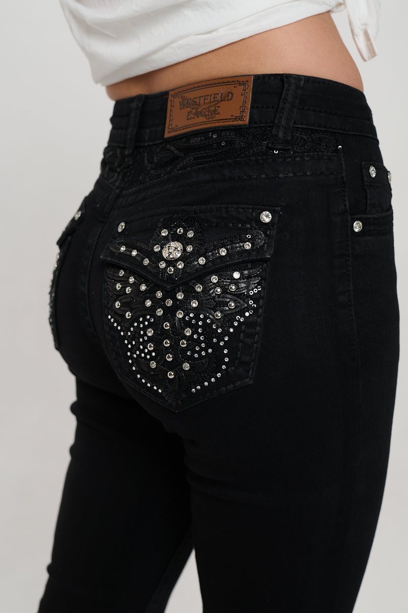 PLUS SIZE WT-008 BOOTCUT EMBROIDERED STRETCHY WOMEN'S BLING JEANS - WESTFIELD EAGLE