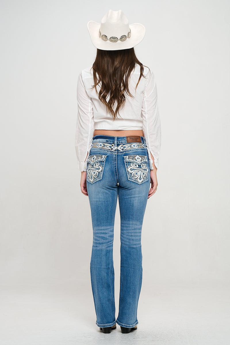 PLUS SIZE WT-365 BOOTCUT EMBROIDERED STRETCHY WOMEN'S JEANS - WESTFIELD EAGLE