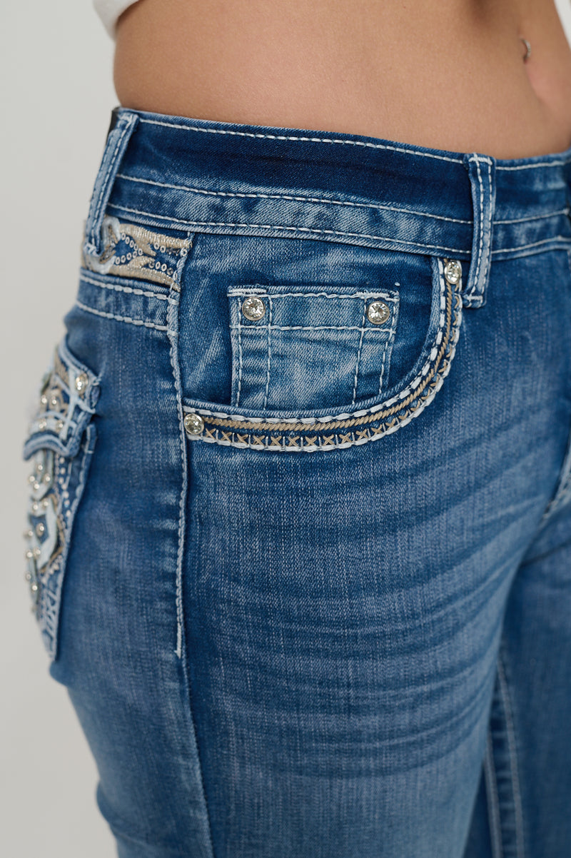 PLUS SIZE WT-365 BOOTCUT EMBROIDERED STRETCHY WOMEN'S JEANS - WESTFIELD EAGLE
