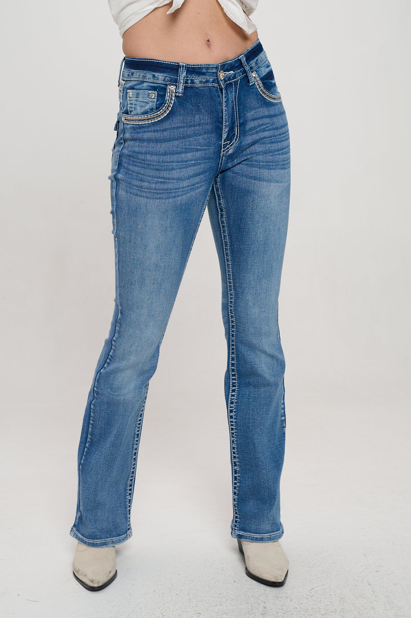 PLUS SIZE WT-365 BOOTCUT EMBROIDERED STRETCHY WOMEN'S JEANS - WESTFIELD EAGLE
