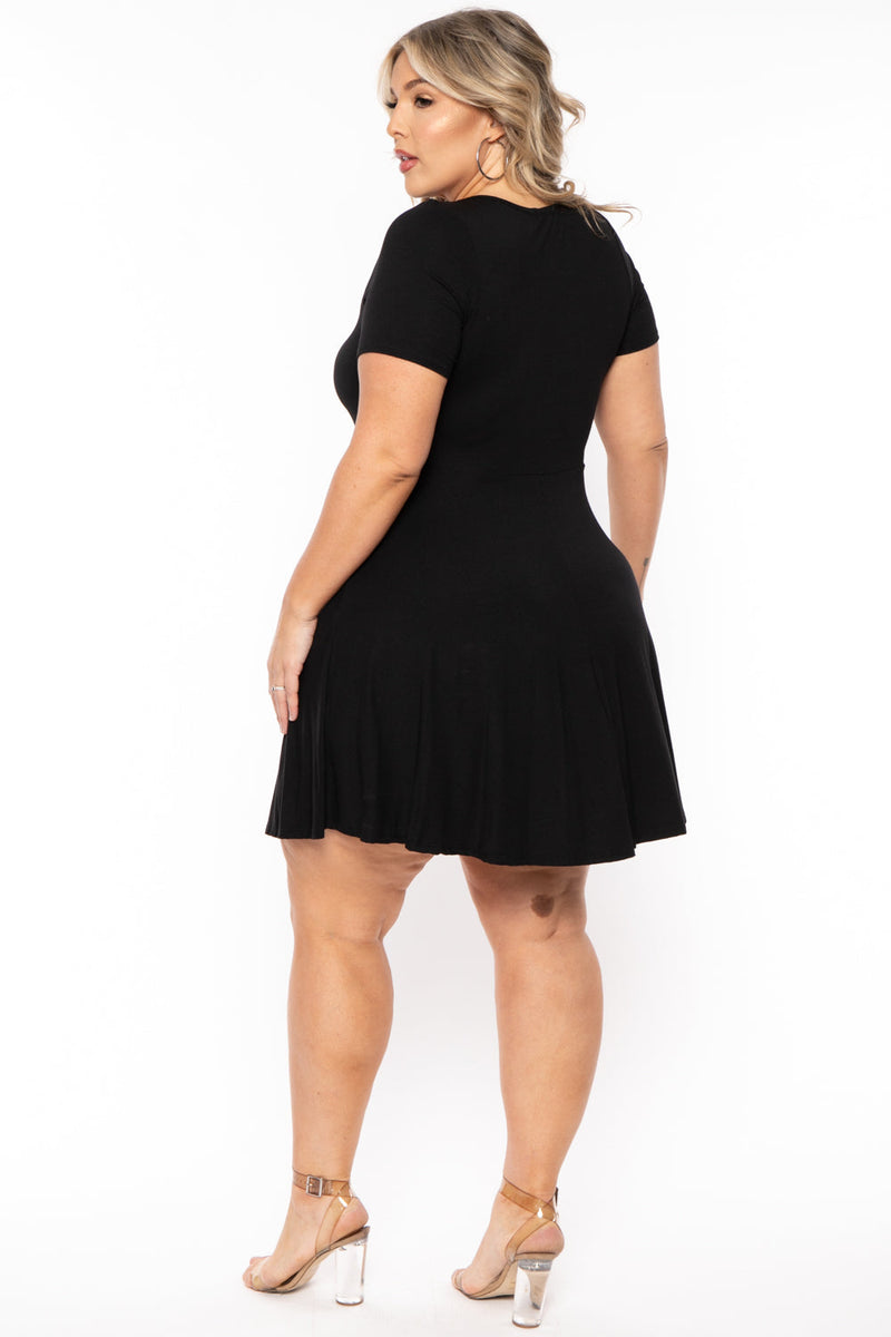 Plus Size Vicki Mesh Flare Dress - Black