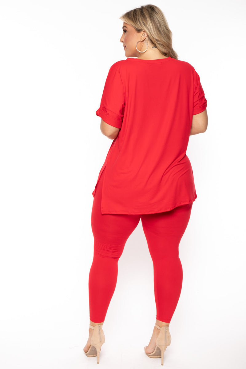 Plus Size Lexa Tee And Legging Pant Set - Red