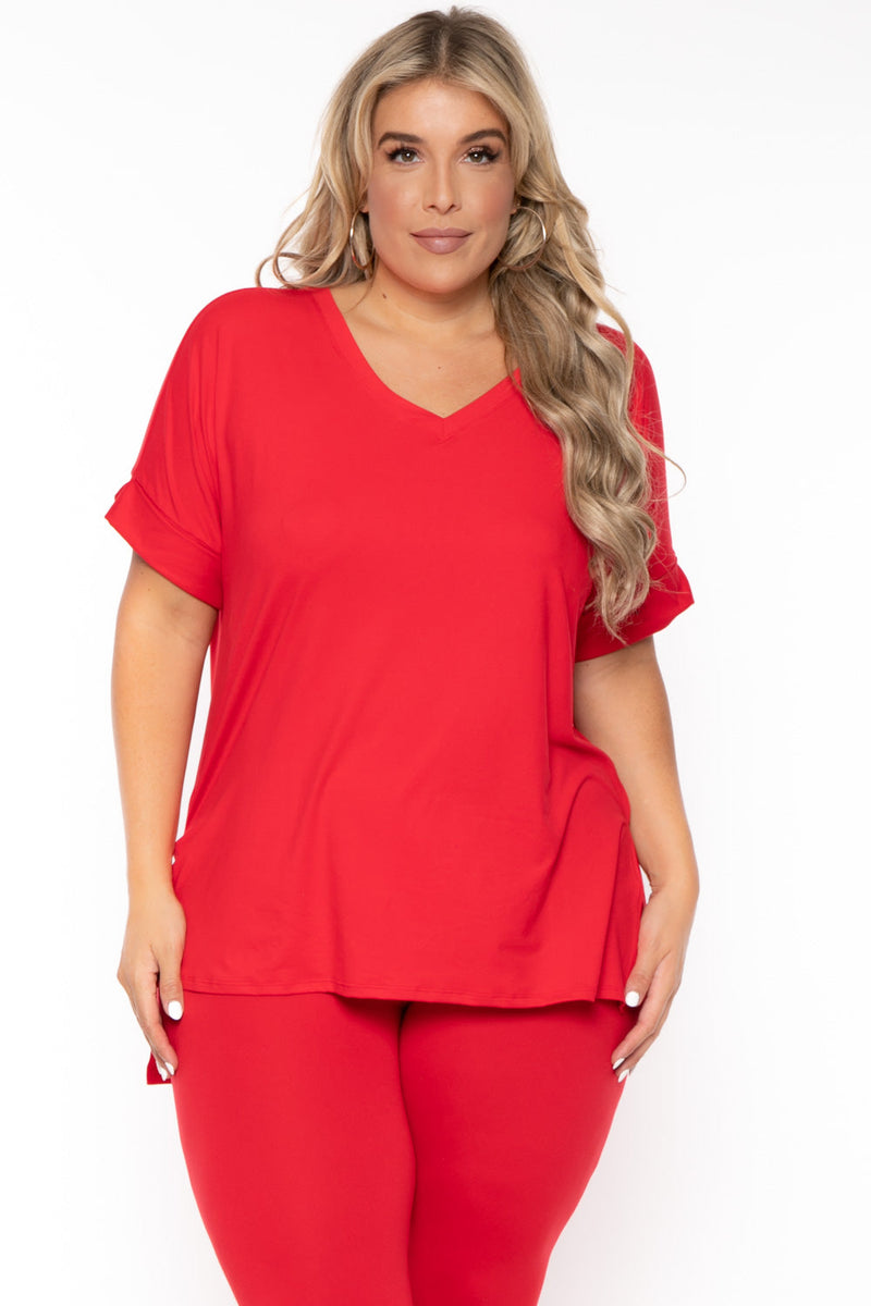 Plus Size Lexa Tee And Legging Pant Set - Red