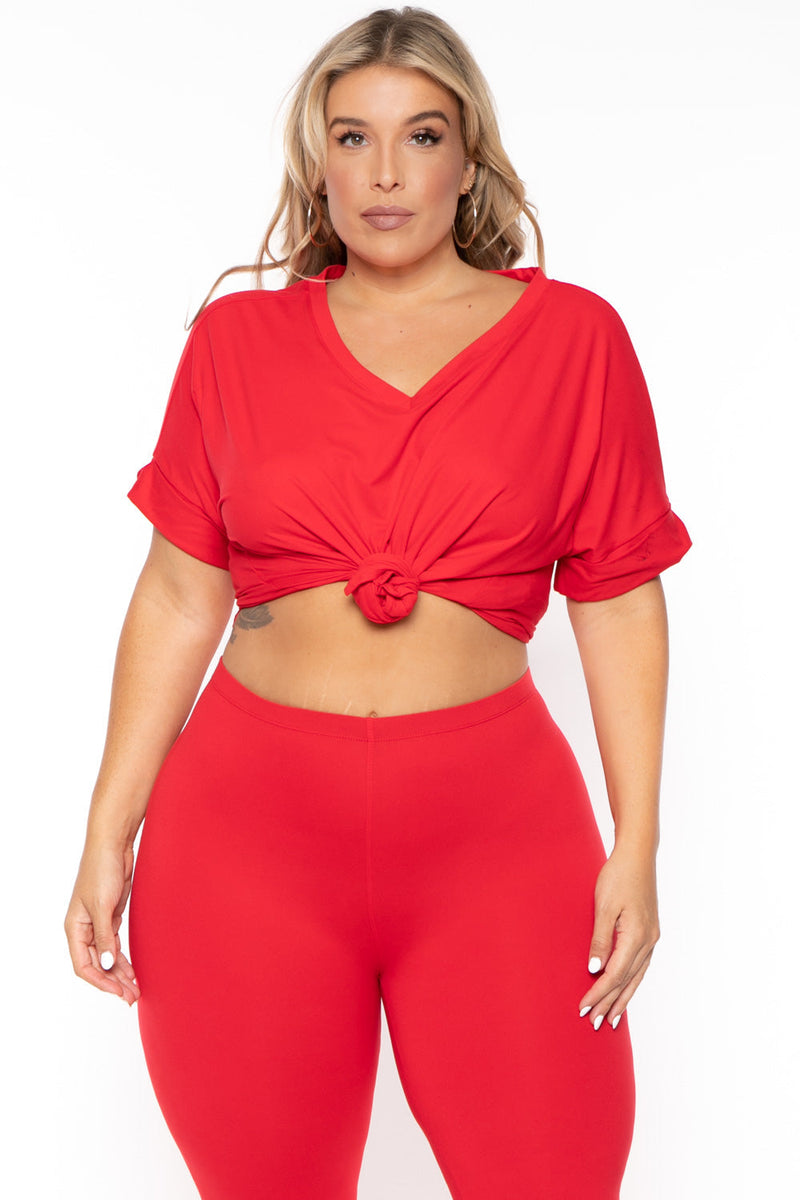 Plus Size Lexa Tee And Legging Pant Set - Red
