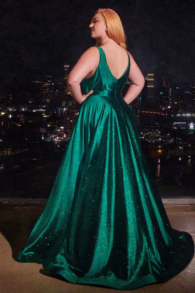 Cinderella Divine CC2349C Long Glitter Plus Size Formal Prom Dress