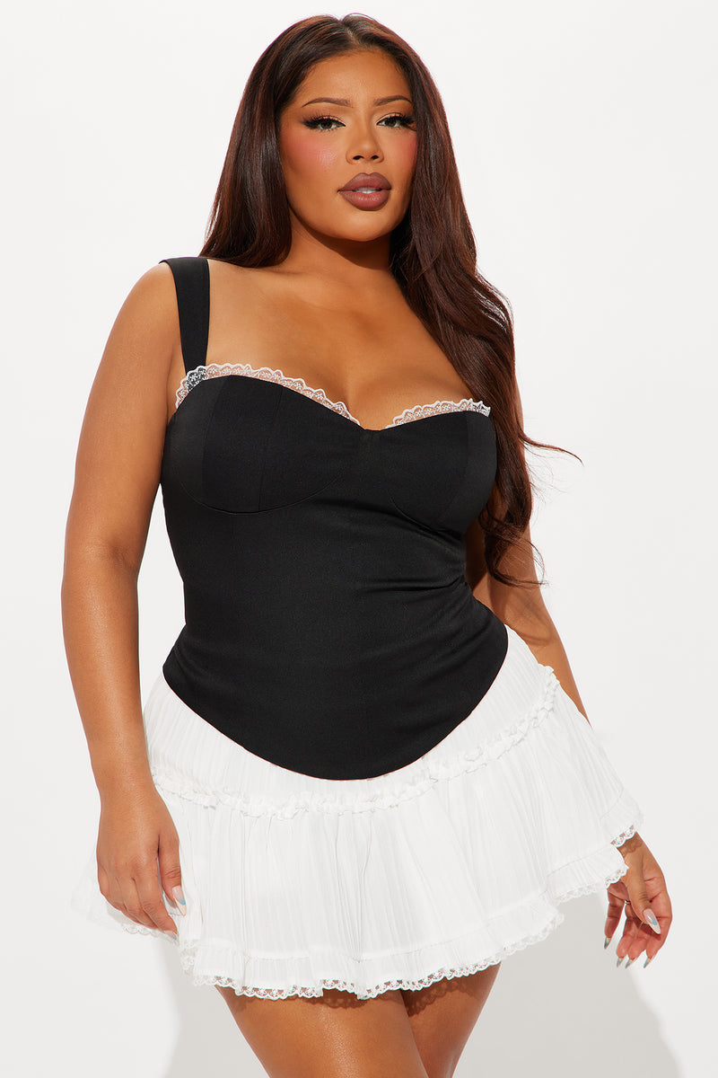 Acting Sweet Corset Top - Black/White