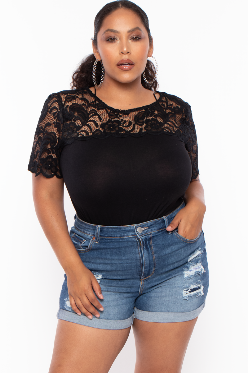 Plus Size Distressed Jean Shorts - Medium Wash