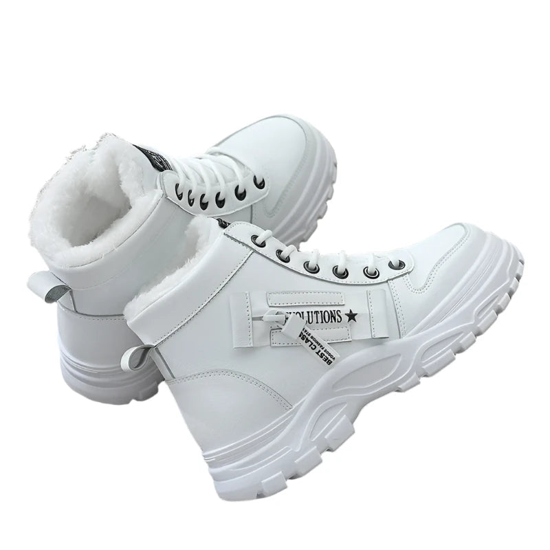 Women's Winter Snow Boots - Warm High-Top Platform Ankle Sneakers, Casual Plus Size 45