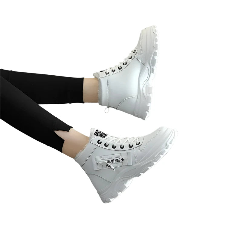 Women's Winter Snow Boots - Warm High-Top Platform Ankle Sneakers, Casual Plus Size 45