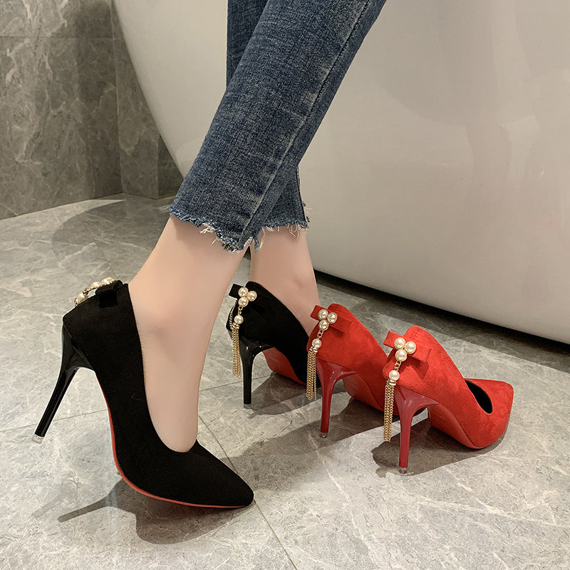 (35-45) Plus Size Chinese Wedding Formal Pointed Toe Stiletto High Heels