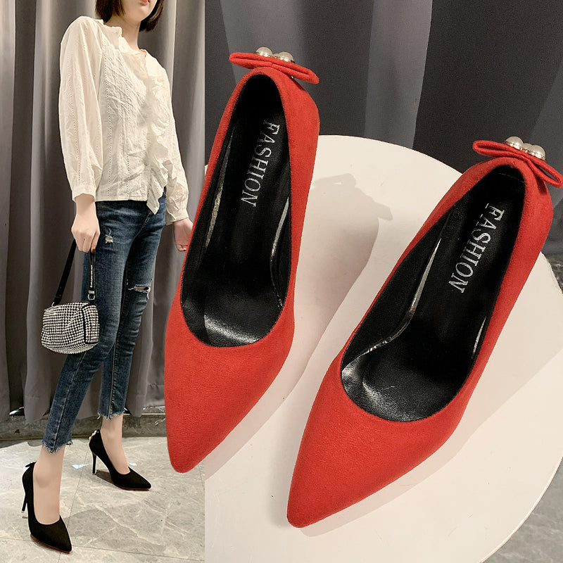 (35-45) Plus Size Chinese Wedding Formal Pointed Toe Stiletto High Heels
