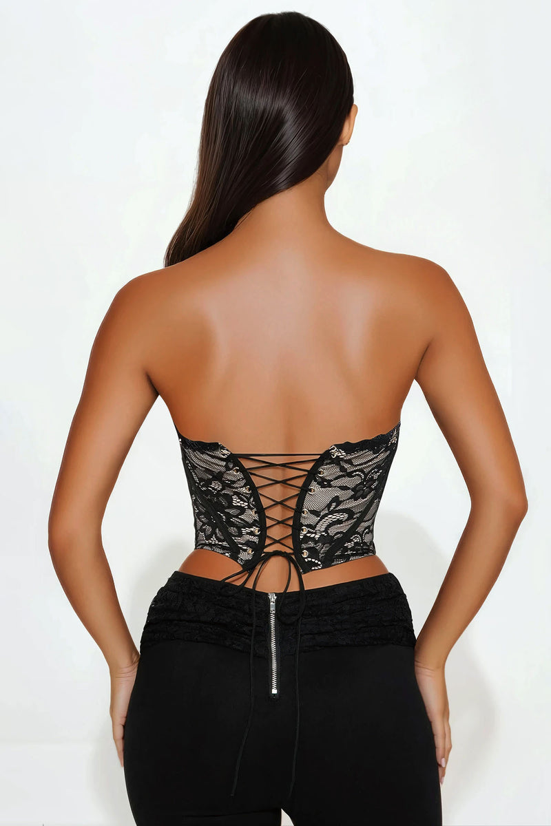 Angel Sweet Lace Corset Top - Black
