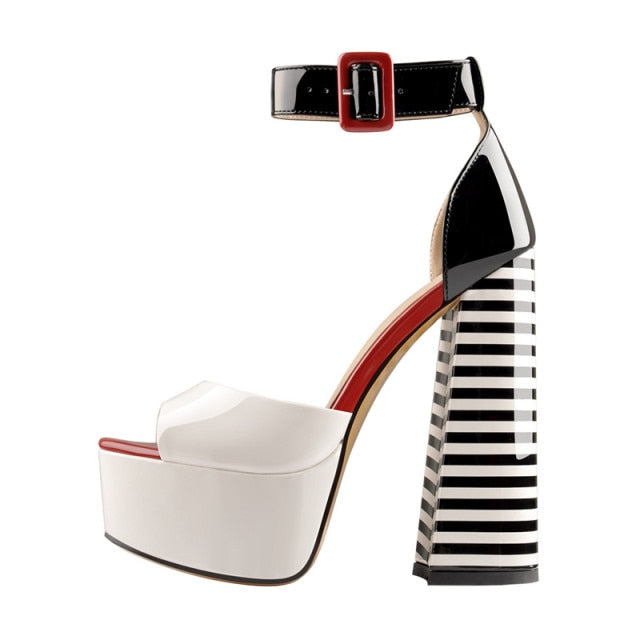 Tilda - Drag Queen Platform  Peep Toe   Square Heels - Plus Size