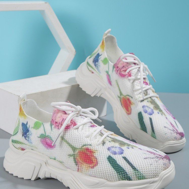 Floral Burst Casual Flower Sports Shoes - Women's Plus Size Flat Bottom Sneakers