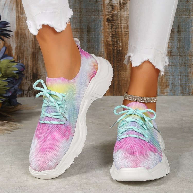 Floral Burst Casual Flower Sports Shoes - Women's Plus Size Flat Bottom Sneakers