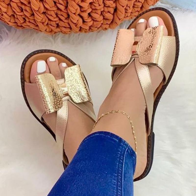 Women's Slippers Cute Butterfly-Knot Casual Sandals Lady Slides Flats Plus Size