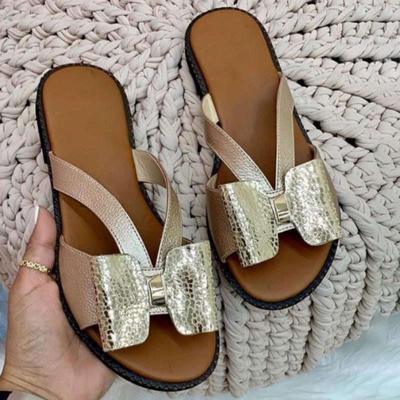 Women's Slippers Cute Butterfly-Knot Casual Sandals Lady Slides Flats Plus Size