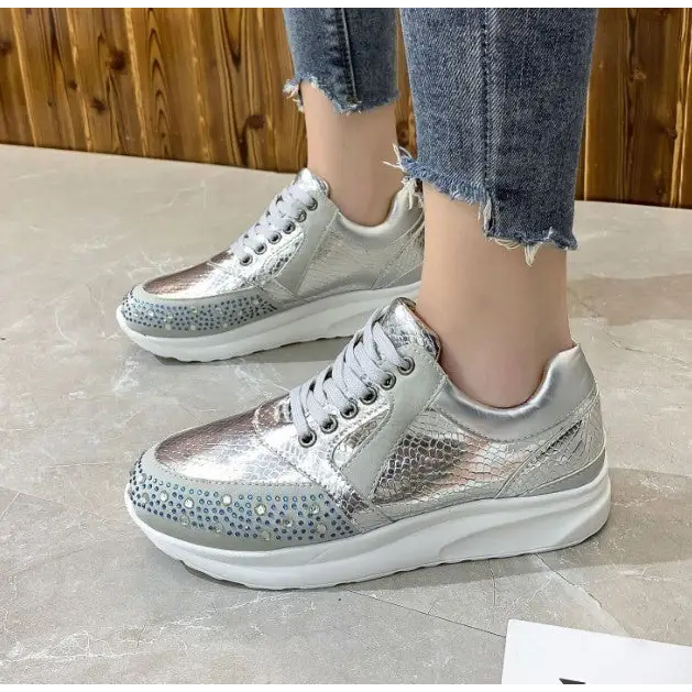 New Leisure Rhinestone Fashion Plus Size Women's Sports Running Shoes