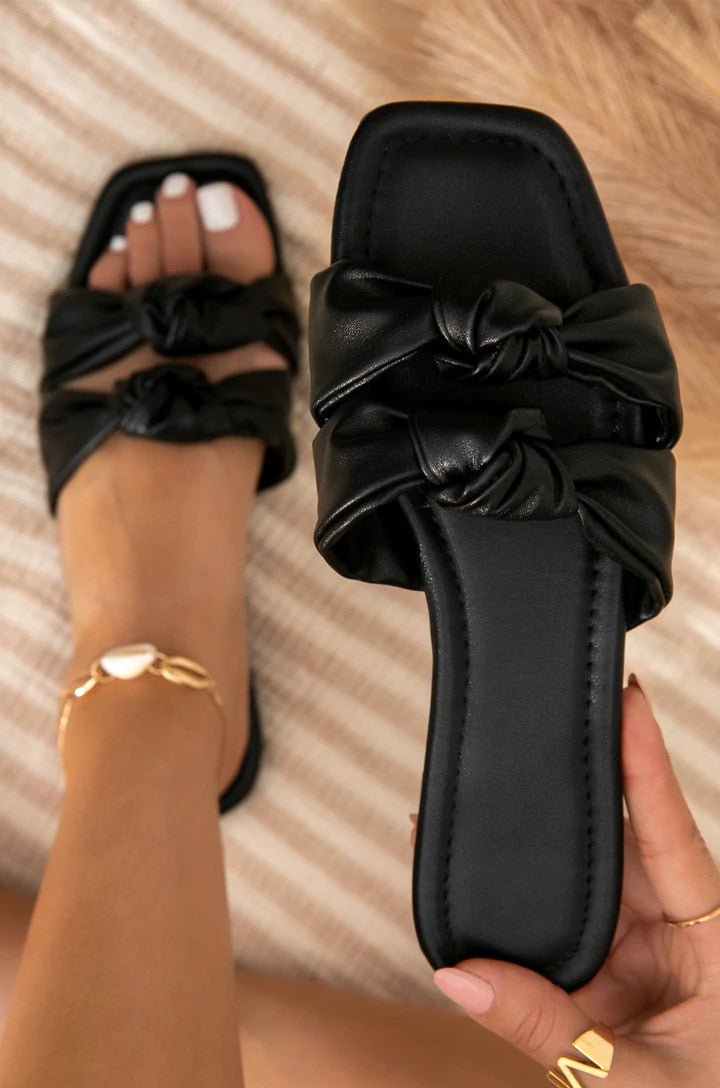 Summer Women Sandals Outdoor Plus Size 43 Open Toe Flat Slippers Women Square Head Bow Beach Women Shoes Zapatos De Mujer