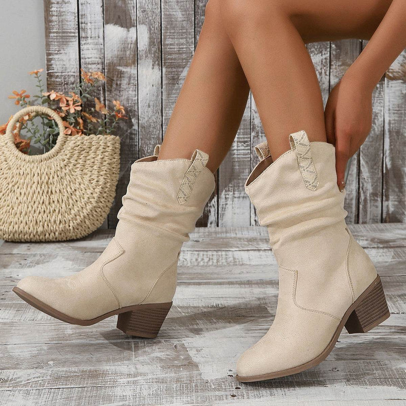 Buycenter Plus Size Women's Boots - Fashionable Suede with Mid Heel