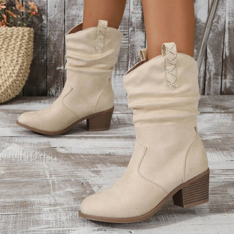 Buycenter Plus Size Women's Boots - Fashionable Suede with Mid Heel