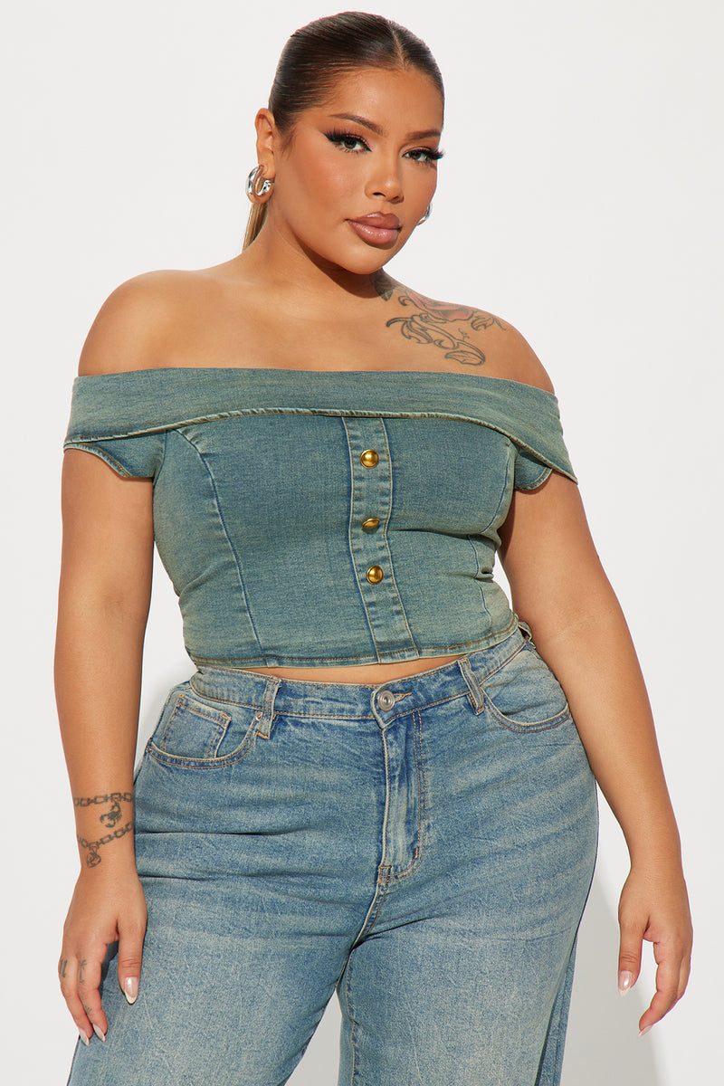 Ciao Bella Denim Corset Top - Vintage Wash