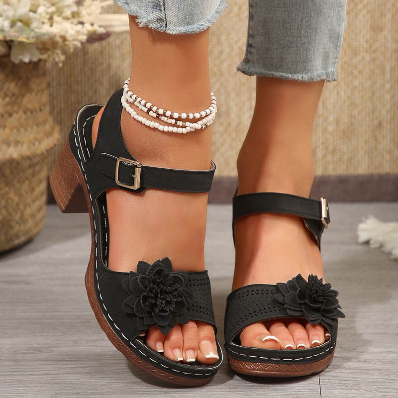 Buycenter Women's Chunky Heel Sandals - Summer Platform Shoes in Plus Sizes