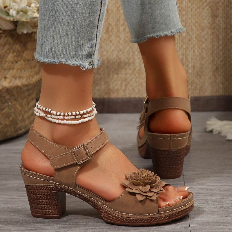 Buycenter Women's Chunky Heel Sandals - Summer Platform Shoes in Plus Sizes