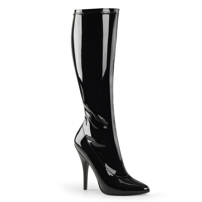 Pleaser Seduce-2000 Black PA Knee-High Stiletto Boots