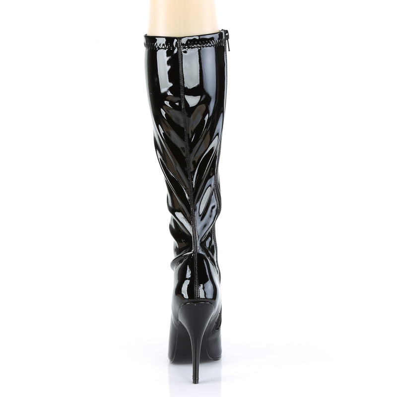 Pleaser Seduce-2000 Black PA Knee-High Stiletto Boots
