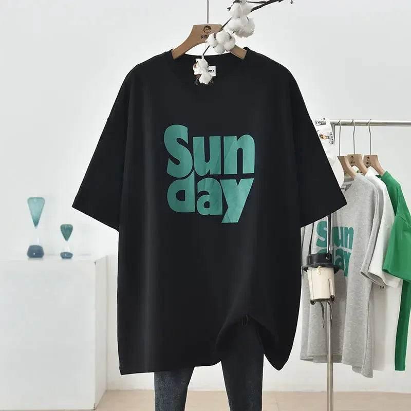 Plus Size Plus Size Women's Korean Style Loose Fit T-Shirt Semi-Slimming Slim Fit Short Sleeve Summer Tops Large Size Clothing