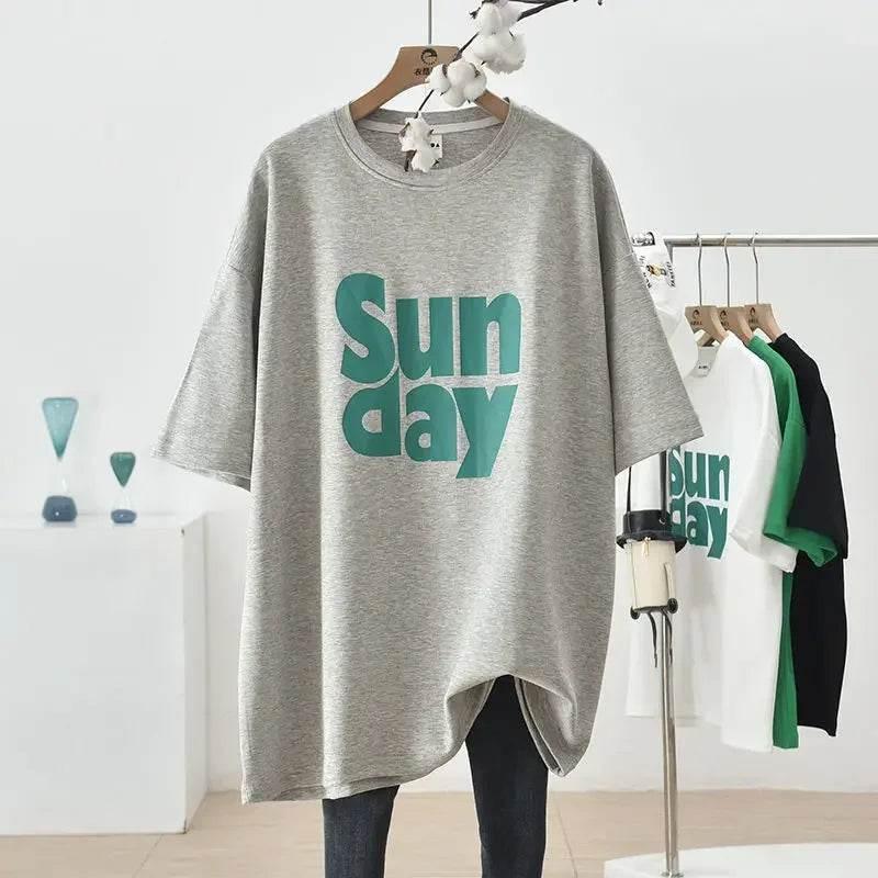 Plus Size Plus Size Women's Korean Style Loose Fit T-Shirt Semi-Slimming Slim Fit Short Sleeve Summer Tops Large Size Clothing