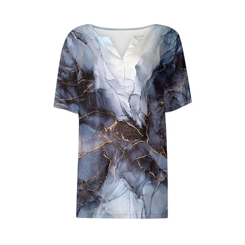 Plus Size Blouses for Women Plus Size Shirts for Curvy Women Casual Clothes for Women Women'S Casual Tops Nye Outfits for Women V Neck Blouses for Women Short Sleeve Cotton Blue XL