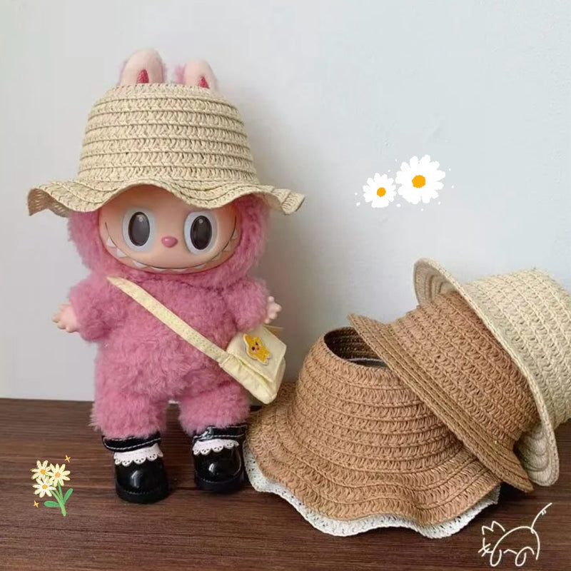 Doll Cloth Sunshade Straw Hat For Labubu - 070