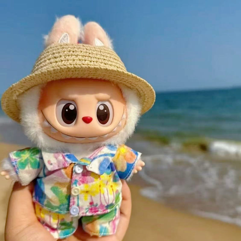 Doll Cloth Sunshade Straw Hat For Labubu - 070