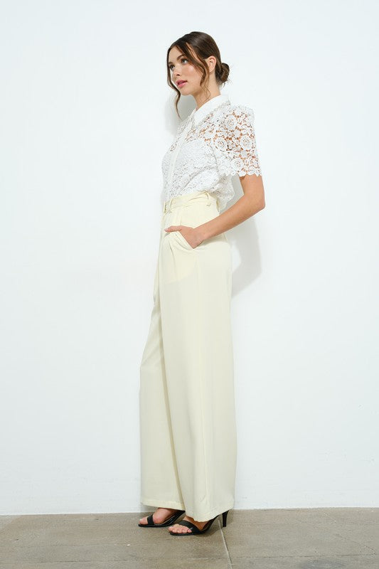 NEW!! Celina Pearl Embellished Button Up in White