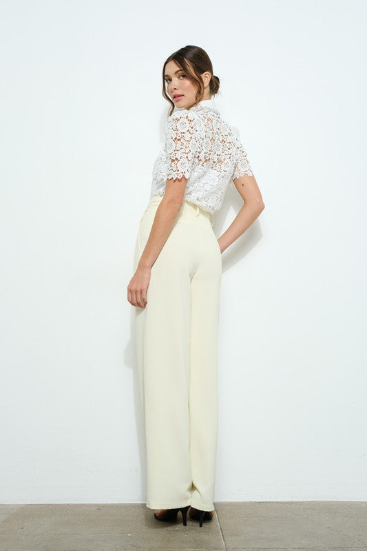 NEW!! Celina Pearl Embellished Button Up in White