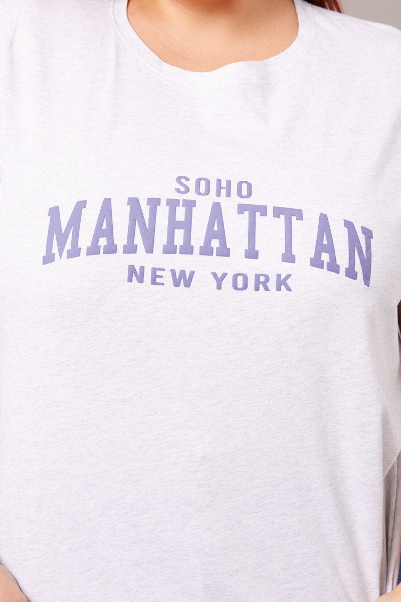 Grey Graphic T-shirt Short Sleeve Crew Neck