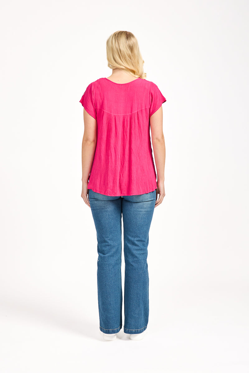Batik Leaf Printed Embellished Top