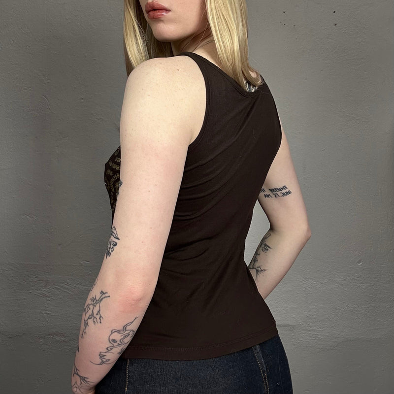 Vintage 90’s Indie Brown Embellished Sleeveless Top (M)