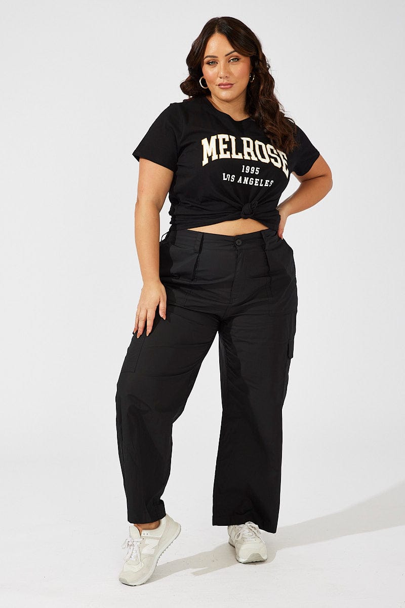 Black Graphic T-shirt Short Sleeve Crew Neck