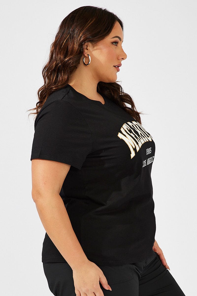 Black Graphic T-shirt Short Sleeve Crew Neck