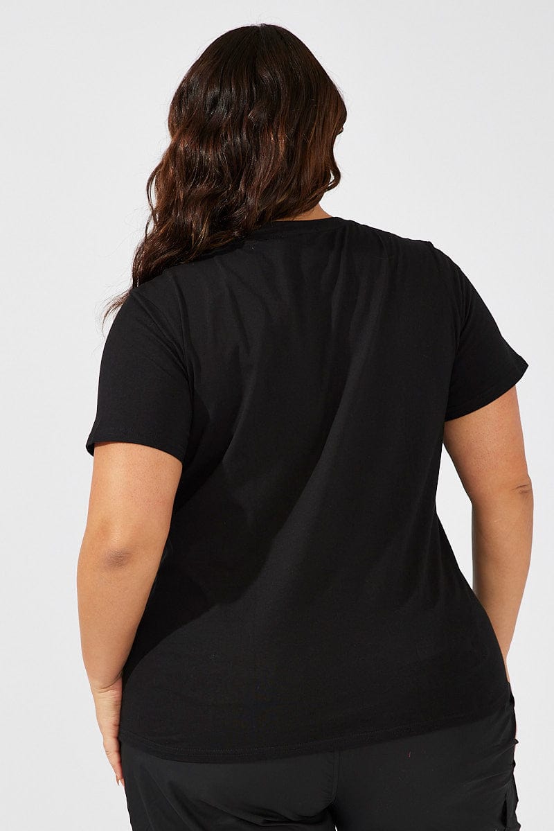Black Graphic T-shirt Short Sleeve Crew Neck