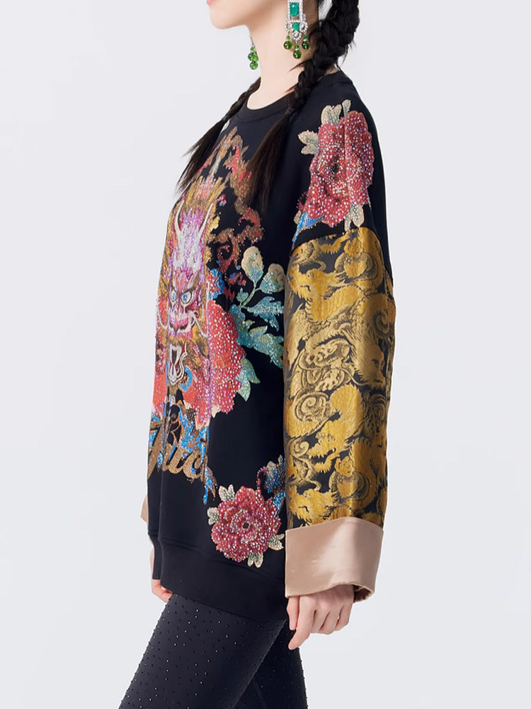 TCH Luxury Rhinestone Embellished Graphic Pullover Top
